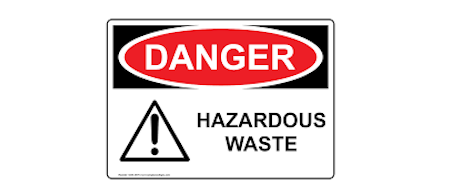 Warning graphic with red Danger sign and text of Hazardous Waste
